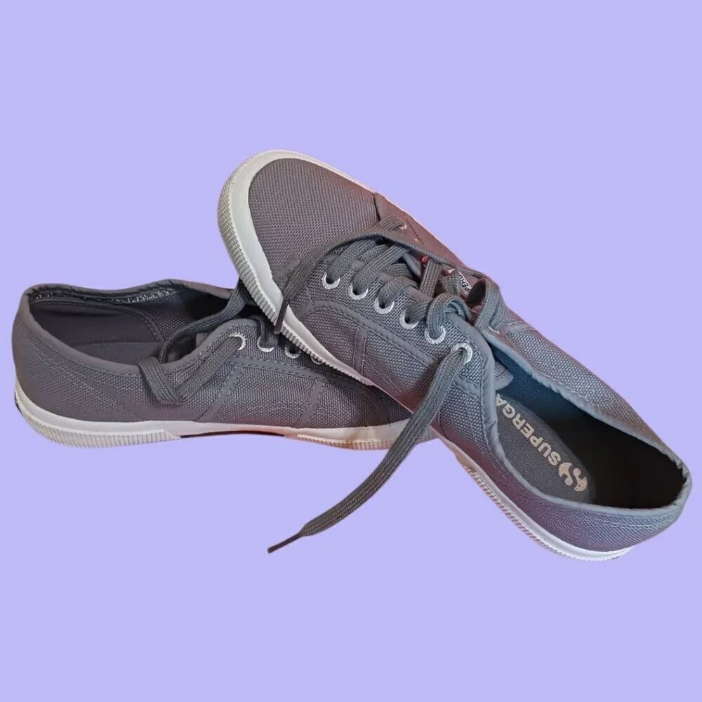 Superga 2750 Cotu Classic Grey Sage Canvas Lace-Up Sneakers Size 9.5
